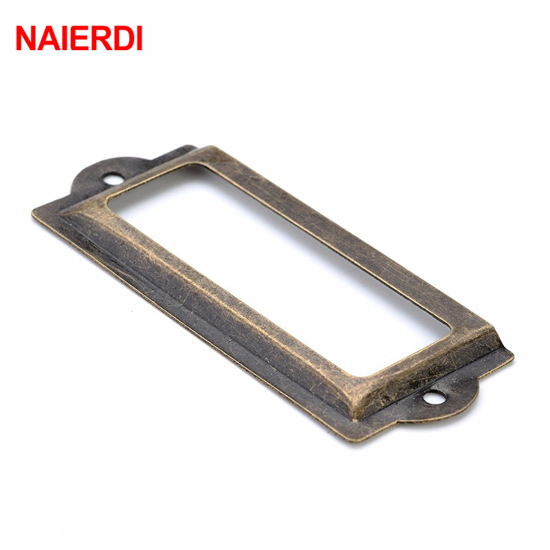 Furniture Hardware Names - NAIERDI 82*30mm Maniglia Ottone Antico Etichetta