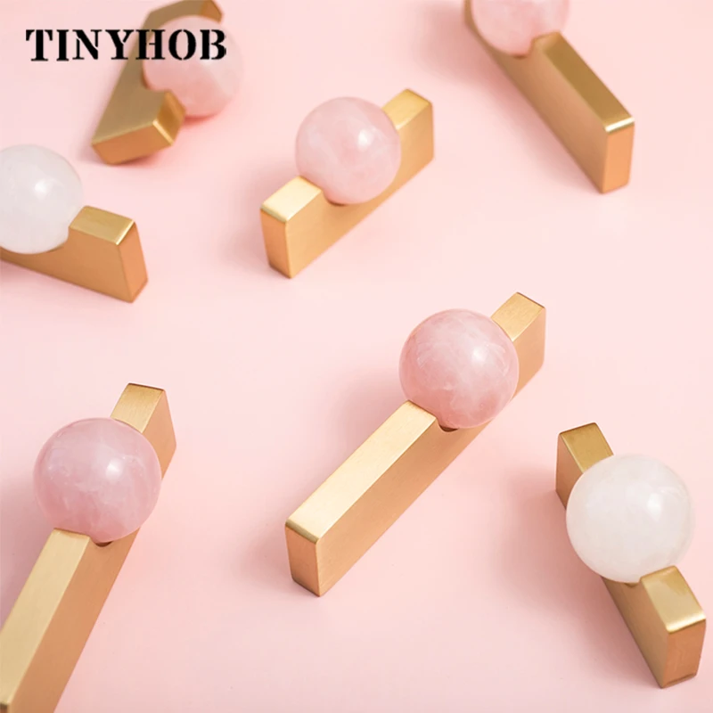 Furniture Hardware Drop Pulls - Sfera di cristallo bianca + maniglie